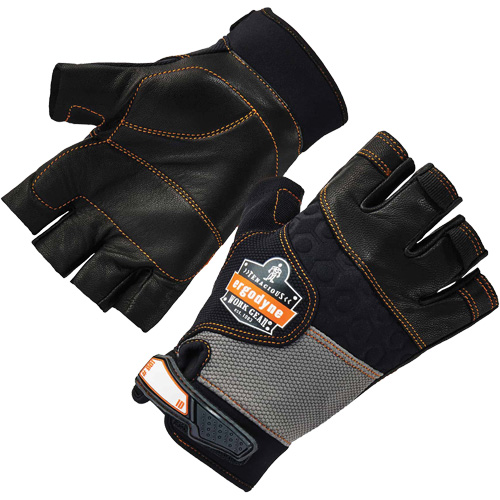 Gants demi-doigts en cuir r&eacute;duisant les impacts ProFlex 901, Petit, Paume en Cuir fleur, Poignet Boucle et crochet Dufferin Supply