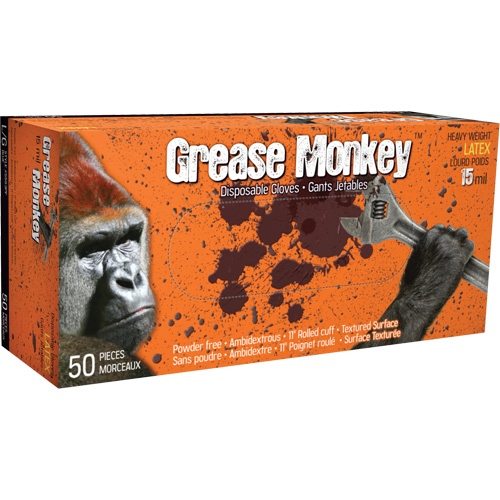 Gants Grease Monkey, Moyen, Latex, 15 mils, Sans poudre, Bleu Dufferin Supply