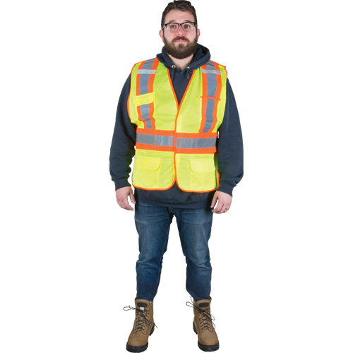 Veste d'arpenteur r&eacute;sistante aux flammes, Jaune lime haute visibilit&eacute;, Moyen, Polyester Dufferin Supply