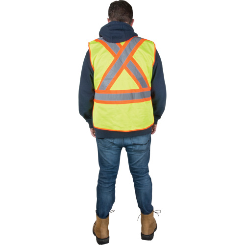 Veste d'arpenteur r&eacute;sistante aux flammes, Jaune lime haute visibilit&eacute;, Moyen, Polyester Dufferin Supply