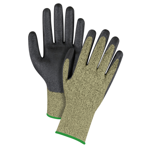 Gants &eacute;lastiques sans coutures r&eacute;sistants &agrave; la coupe noir & jaune, Taille Moyen/8, Calibre 13, Rev&ecirc;tement Mousse de nitrile, Enveloppe en Aramide, ASTM ANSI niveau A6 Dufferin Supply