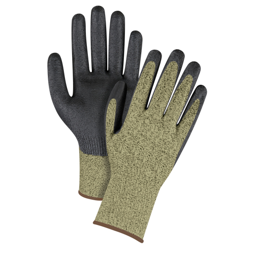Black & Yellow Seamless Stretch Cut-Resistant Gloves, Size Large/9, 13 Gauge, Foam Nitrile Coated, Aramid Shell, ASTM ANSI Level A6 Dufferin Supply