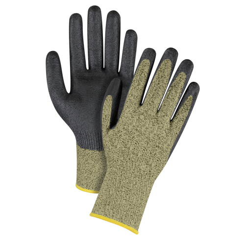 Black & Yellow Seamless Stretch Cut-Resistant Gloves, Size 2X-Large/11, 13 Gauge, Foam Nitrile Coated, Aramid Shell, ASTM ANSI Level A6 Dufferin Supply