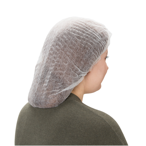 Pleated Bouffant Cap, Polypropylene, 24", White Dufferin Supply