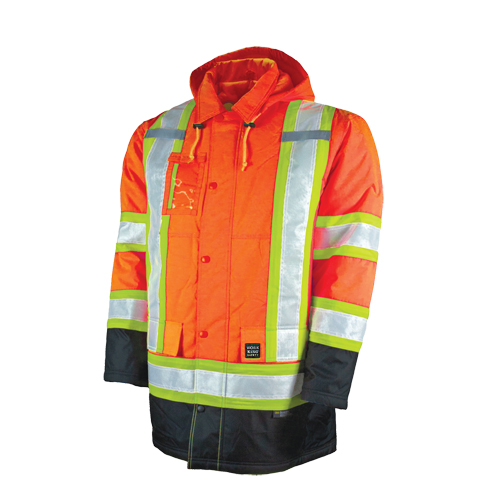 Lined Safety Parka, High Visibility Orange, Large Dufferin Supply
