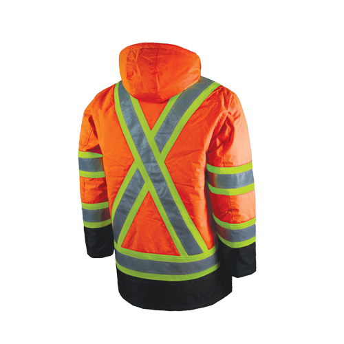 Lined Safety Parka, High Visibility Orange, Large Dufferin Supply