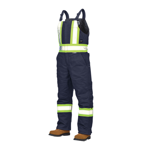 Duck Lined Safety Overalls, Cotton, Large, Navy Blue Dufferin Supply