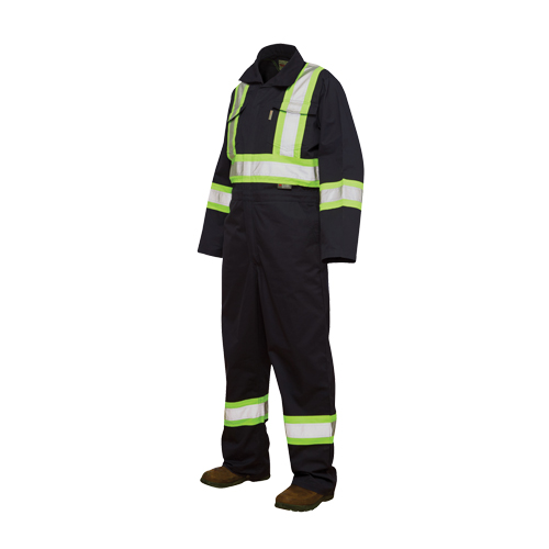 Unlined Safety Coveralls, Large, Navy Blue Dufferin Supply