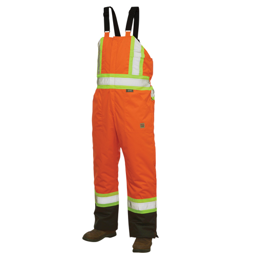 Salopettes de s&eacute;curit&eacute; doubl&eacute;e, Polyester/Polyur&eacute;thane, Grand, Orange haute visibilit&eacute; Dufferin Supply