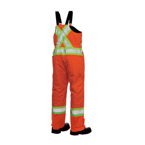 Salopettes de s&eacute;curit&eacute; doubl&eacute;e, Polyester/Polyur&eacute;thane, Grand, Orange haute visibilit&eacute; Dufferin Supply