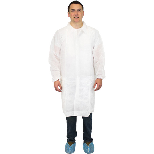 Lab Coat, Polypropylene, White, Large Dufferin Supply