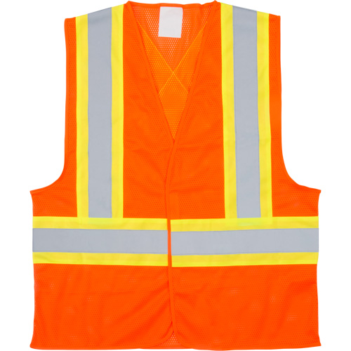 Traffic Safety Vest, High Visibility Orange, X-Large, Polyester Dufferin Supply