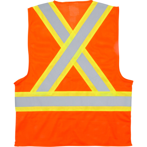 Traffic Safety Vest, High Visibility Orange, X-Large, Polyester Dufferin Supply