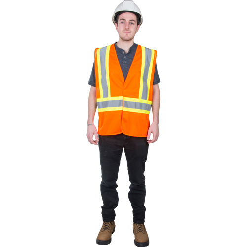 Traffic Safety Vest, High Visibility Orange, X-Large, Polyester Dufferin Supply