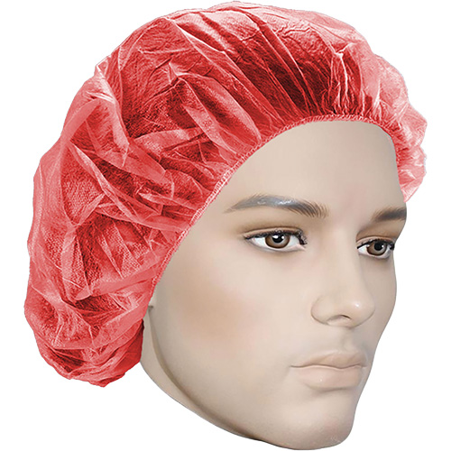 Bonnets bouffants, Polypropyl&egrave;ne, 21", Rouge Dufferin Supply