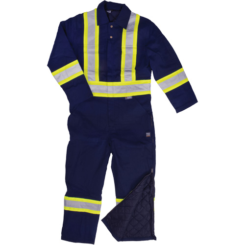 Combinaison en toile avec bandes r&eacute;fl&eacute;chissantes, Petit, Bleu marin Dufferin Supply