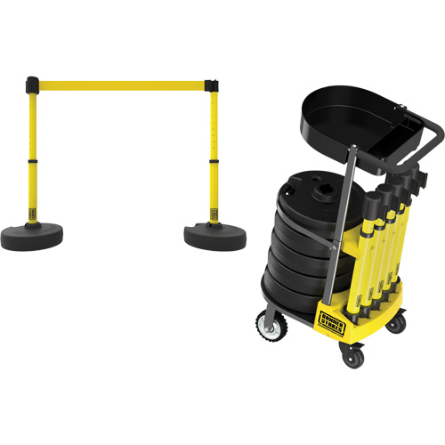 Chariot de transport avec plateau pour barri&egrave;re PLUS, 75' lo, M&eacute;tal, Jaune Dufferin Supply