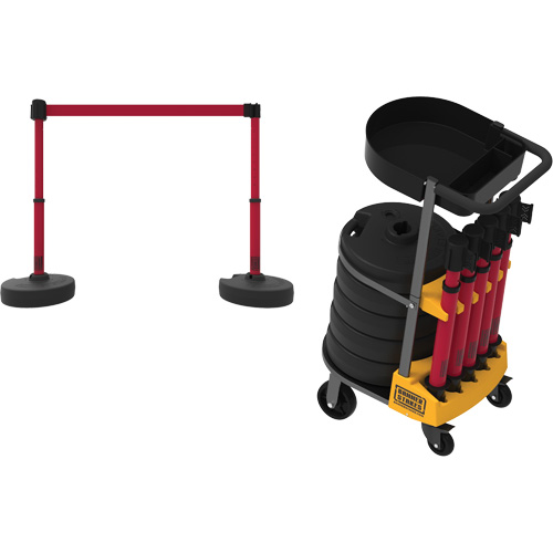 Chariot de transport avec plateau pour barri&egrave;re PLUS, 75' lo, M&eacute;tal, Jaune Dufferin Supply
