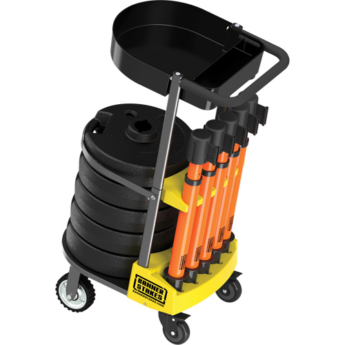 PLUS Barrier Post Cart Kit with Tray, 75' L, Metal, Orange Dufferin Supply