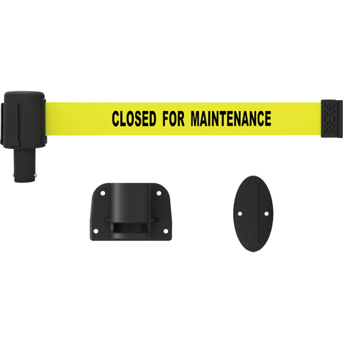 PLUS Wall Mount Barrier System, Plastic, Screw Mount, 15', Yellow Tape Dufferin Supply