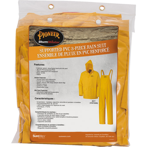 577 3-Piece Rain Suit, Polyester/PVC, 5X-Large, Yellow Dufferin Supply