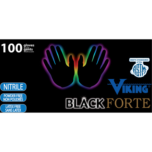 34605 Forte Disposable Gloves, Small, Nitrile, 6-mil, Powder-Free, Black Dufferin Supply