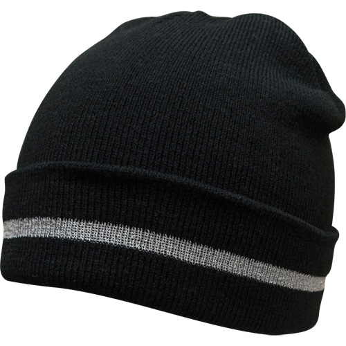 Knit Hat with Silver Reflective Stripe, One Size, Black Dufferin Supply
