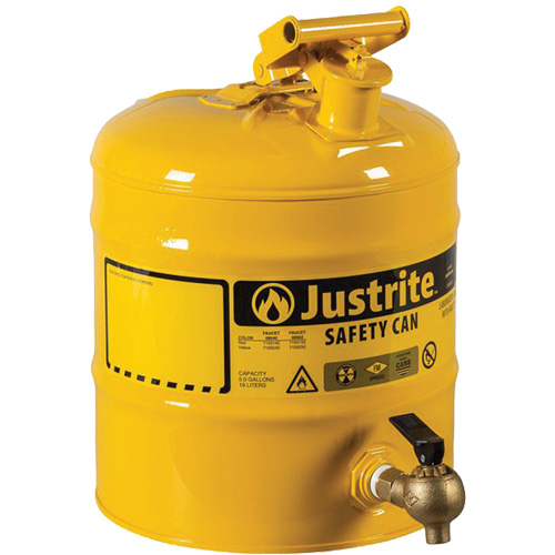 Bidon de s&eacute;curit&eacute; pour tablette, Type I, Acier, 5 gal. US, Jaune, Homologu&eacute; FM Dufferin Supply