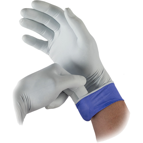 Gants d'examen bicolores LSE-104 Lifestar EC, Petit, Nitrile, 5,5-mil, Sans poudre, Blanc, Classe 2 Dufferin Supply