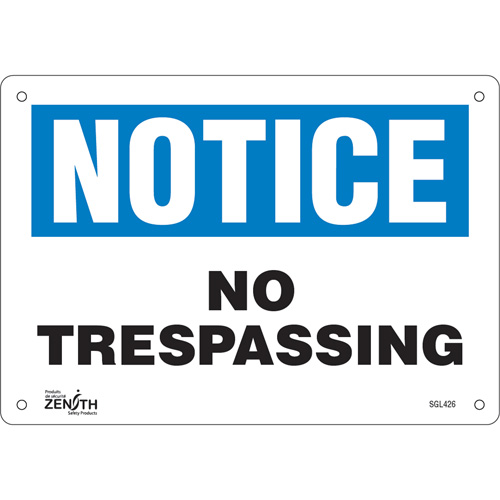 Enseigne No Trespassing, 7" x 10", Plastique, Anglais Dufferin Supply