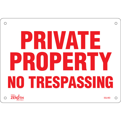 Enseigne Private Property, 7" x 10", Aluminium, Anglais Dufferin Supply