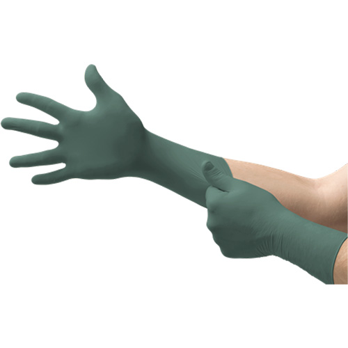Gants Dura Flock, Petit, Nitrile, 8 mils, Sans poudre, Vert Dufferin Supply