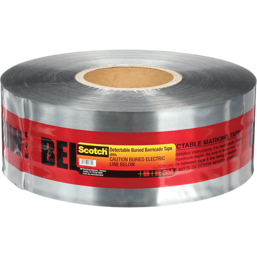 Scotch&reg; Detectable Buried Barricade Tape, English, 3" W x 1000' L, 5 mils, Black on Red Dufferin Supply