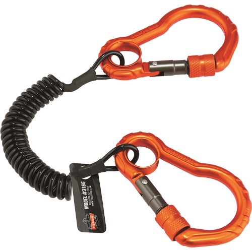 Squids&reg; 3166 Tool Lanyard, Coil, Dual Carabiner Dufferin Supply