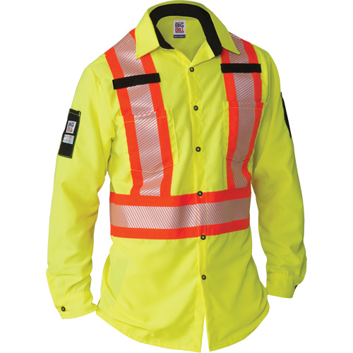Chemise &agrave; manches longues haute visibilit&eacute; ind&eacute;chirable, Polyester, Petit, Jaune lime haute visibilit&eacute; Dufferin Supply