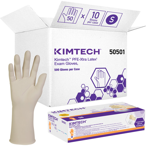Kimtech XTRA-PFE Medical Gloves, Small, Latex, 6-mil, Powder-Free, White, Class 2 Dufferin Supply