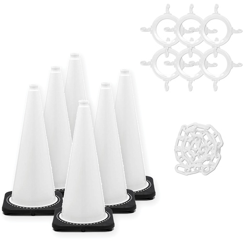 Ensemble de c&ocirc;nes de signalisation et chaînes, 28", Blanc Dufferin Supply