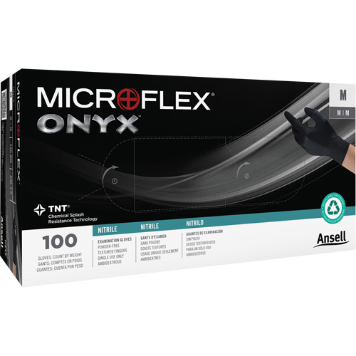 Gants Onyx, Petit, Nitrile, 3,5 mils, Sans poudre, Noir Dufferin Supply