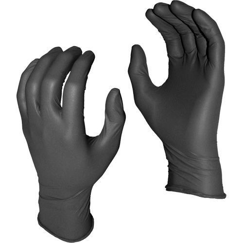 Gants jetables Grease Monkey, Petit, Nitrile, 5 mils, Sans poudre, Noir Dufferin Supply