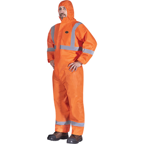 2077 Combinaisons &agrave; capuchon avec ruban r&eacute;fl&eacute;chissant, Petit, Orange, SMS Dufferin Supply