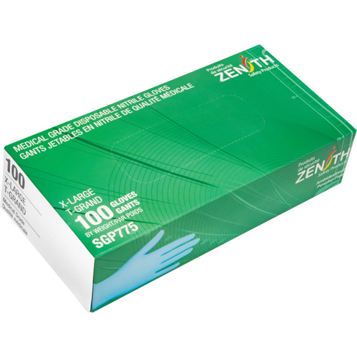 Puncture-Resistant Medical-Grade Disposable Gloves, X-Large, Nitrile, 4.5-mil, Powder-Free, Blue, Class 2 Dufferin Supply