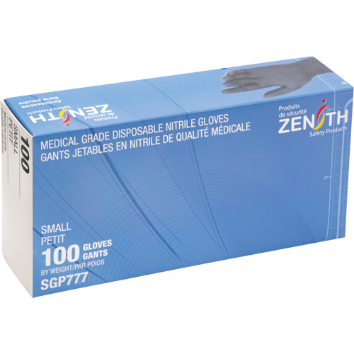 Puncture-Resistant Medical-Grade Disposable Gloves, Small, Nitrile, 5-mil, Powder-Free, Black, Class 2 Dufferin Supply