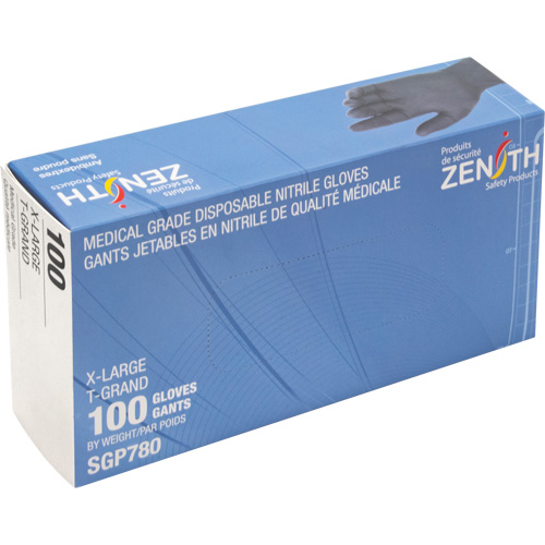 Puncture-Resistant Medical-Grade Disposable Gloves, X-Large, Nitrile, 5-mil, Powder-Free, Black, Class 2 Dufferin Supply