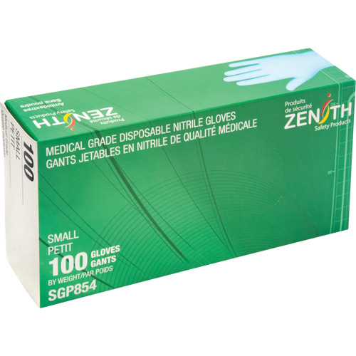Puncture-Resistant Medical-Grade Disposable Gloves, Small, Nitrile, 3.5-mil, Powder-Free, Blue, Class 2 Dufferin Supply