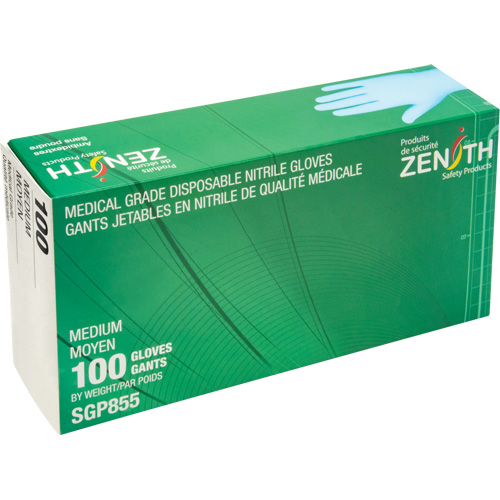 Puncture-Resistant Medical-Grade Disposable Gloves, Medium, Nitrile, 3.5-mil, Powder-Free, Blue, Class 2 Dufferin Supply