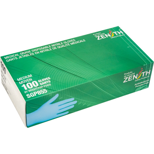 Puncture-Resistant Medical-Grade Disposable Gloves, Medium, Nitrile, 3.5-mil, Powder-Free, Blue, Class 2 Dufferin Supply