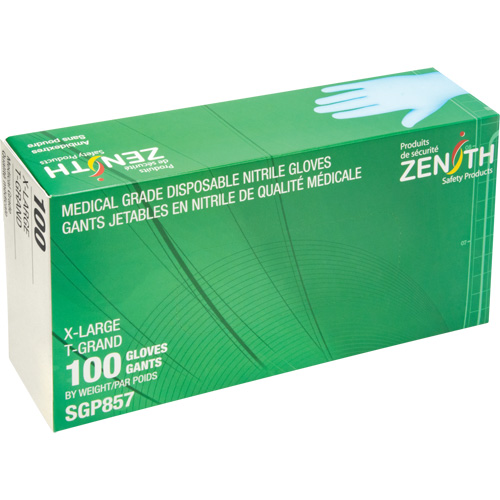Puncture-Resistant Medical-Grade Disposable Gloves, X-Large, Nitrile, 3.5-mil, Powder-Free, Blue, Class 2 Dufferin Supply