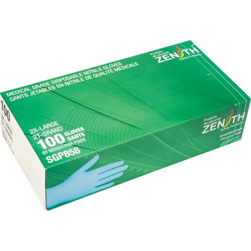 Puncture-Resistant Medical-Grade Disposable Gloves, 2X-Large, Nitrile, 3.5-mil, Powder-Free, Blue, Class 2 Dufferin Supply