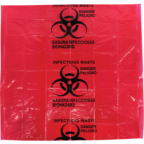 Sacs pour d&eacute;chets dangereux Dynamic, D&eacute;chets infectieux, 24" lo x 24" la, 12 microns Dufferin Supply