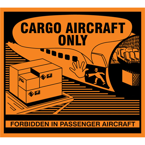 "Cargo Aircraft Only" Handling Labels, 4-3/4" L x 4-1/4" W, Orange Dufferin Supply